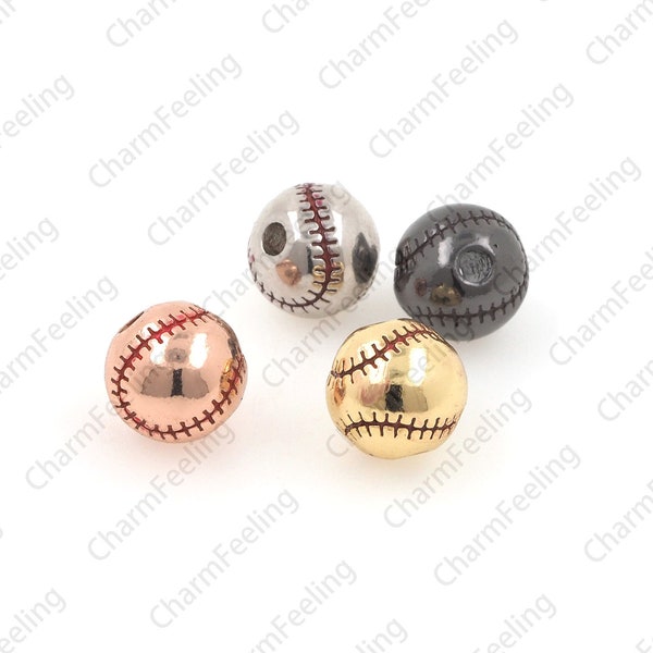 Baseball spacer beads, baseball spacers, gold-plated metal beads, jewelry making supplies, high quality 9mm 1pcs