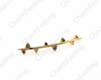 18K Gold filled Streifen Verbinder,CZ Micro-Pave Streifen Armband Montage, passend für Armband Schmuckherstellung Zubehör, 6x32x2mm