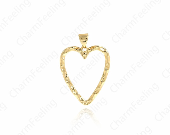 Hollow Heart Pendant, 18K Gold Filling Gold Heart-Shaped Pendant, Heart-Shaped Necklace,Heart Charm, LOVE Necklace