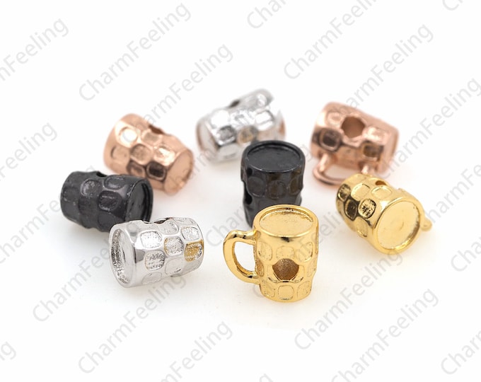 gold Drinking Cup Beads，3D Cup Pendant，Bulk Beer Charms,cup Charm Pendant 10.5×9×7.3mm Hole  3mm  1pcs
