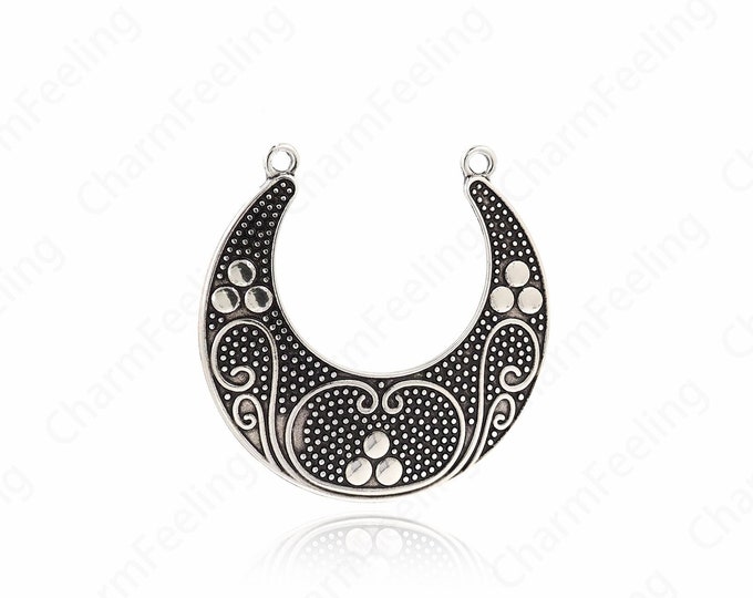 Fan Charm, Silver Filled Alloy Pendant, Micropavé CZ Alloy Accessories, Fan Pendant, DIY Jewelry Supplies, 50x49x2mm