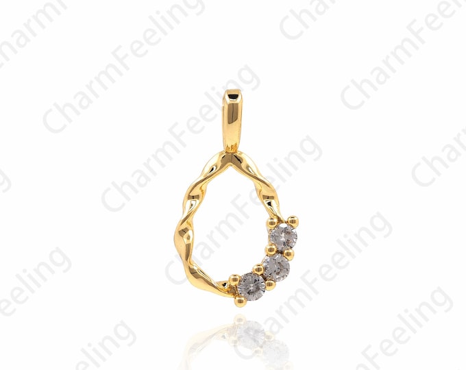 18K Gold Filled Hollow Teardrop Pendant, Teardrop Charm, Water Drop Charm, Teardrop Necklace 15.5x8.5x2.5mm 1pcs