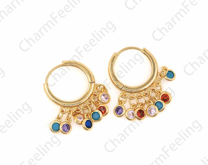 18K Gold Filled With Drop Earrings, Earring Charm, Hollow Gold Earrings, DIY Jewelry Accessories 24x16mm 1 pair