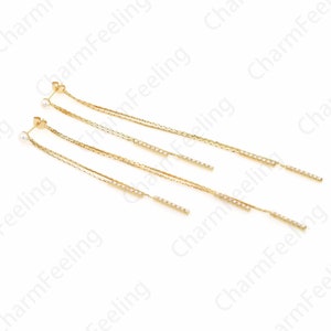 Bar Earrings, Pearl Earrings, 18K Gold Filled Boho Earrings, Micropavé CZ Fringe Earrings, Drop Earrings, DIY Jewelry Supplies, 13cm