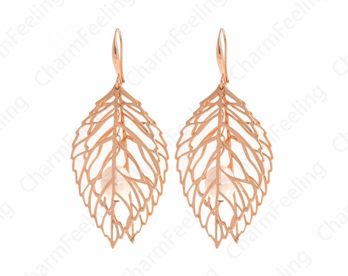 Boho Earrings,Rose Gold Branch Earrings,Gold Earrings Jewelry,Gold Leaf Earrings,Suitable For Anniversary Gifts 70.5x31x3mm