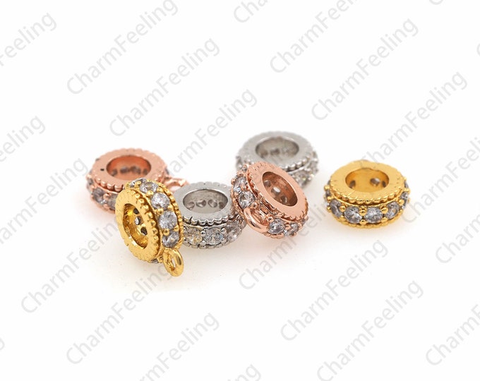CZ holder charms，gold holder beads，micro Pave CZ Charms， Holder Connector Rings 11.2×3.8mm  Hole 4.7mm  1pcs