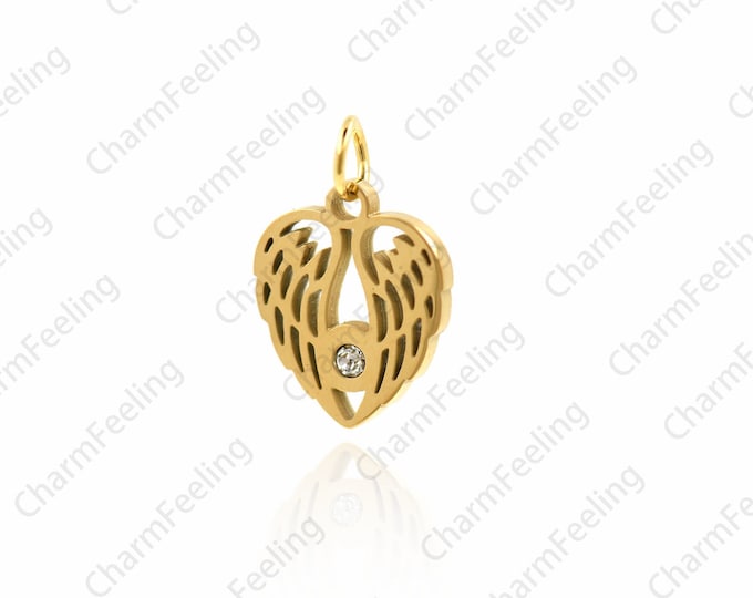 316 Stainless Steel Angel Wing Pendant, Angel Wing Necklace, DIY Jewelry Bracelet Necklace Pendant Accessories 18x12x1.3mm  1pcs