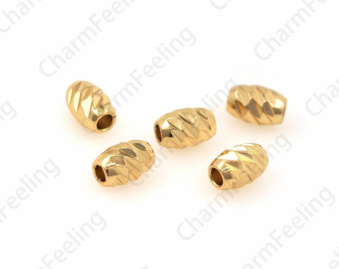 18K Gold Filled Oval Spacer Beads, Rice Beads, Brass Bpacer Beads, Bracelet Beads, DIY Jewelry Making Accessories 7x4.5mm 1pcs