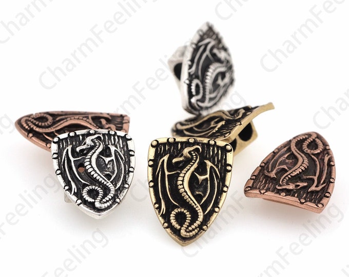 Antique Wind Shield Beads, Triangle Shield Beads, Warrior Shield Spacer Beads, 19.4x14.2x7.4mm Hole 4.4mm 1pcs