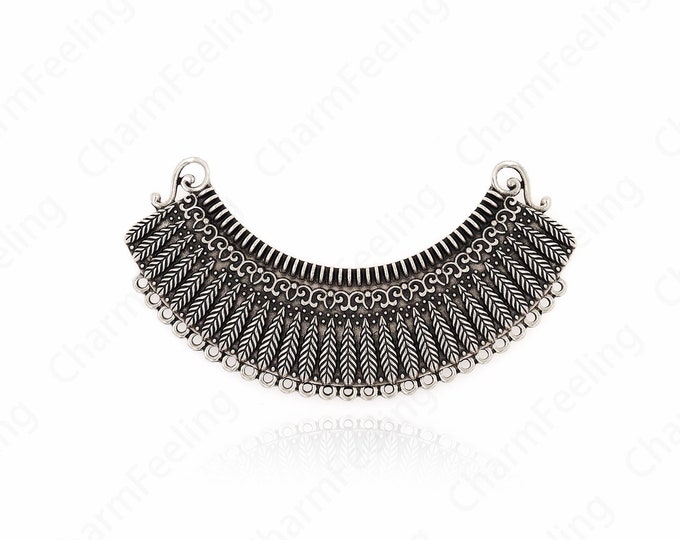 Silver Filled Alloy Pendant, Micropavé CZ Alloy Accessories, Fan Charm, Fan Pendant, DIY Jewelry Supplies, 107x31x5mm