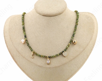 18K Gold Filled Water Drop Necklace, Pearl Necklace, Water Drop Necklace, Real Freshwater Pearl Necklace,Gift For Her,Heart Necklace,42cm