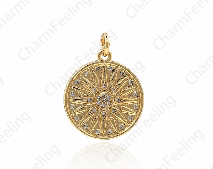 Sunshine Medal Necklace, Starburst Pendant, Star Charm, Polaris Charm, Medal Pendant 22.5x17x2mm 1pcs