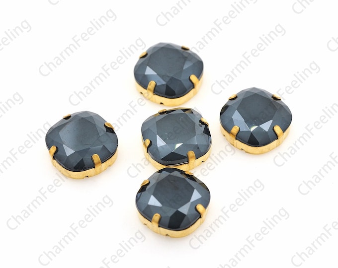 10pcs, Flat Back Crystal, Round Sewing Crystal,Rhinestones With Gold Claws, Sewing Rhinestone Glass Beads,DIY Wedding Dress Accessories 18mm