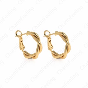 Twist Earrings, Gold Earrings, Earring Charm,18K Gold Filled Round Twist Earrings,Gold Earrings, Gift for Her,19x3.5mm