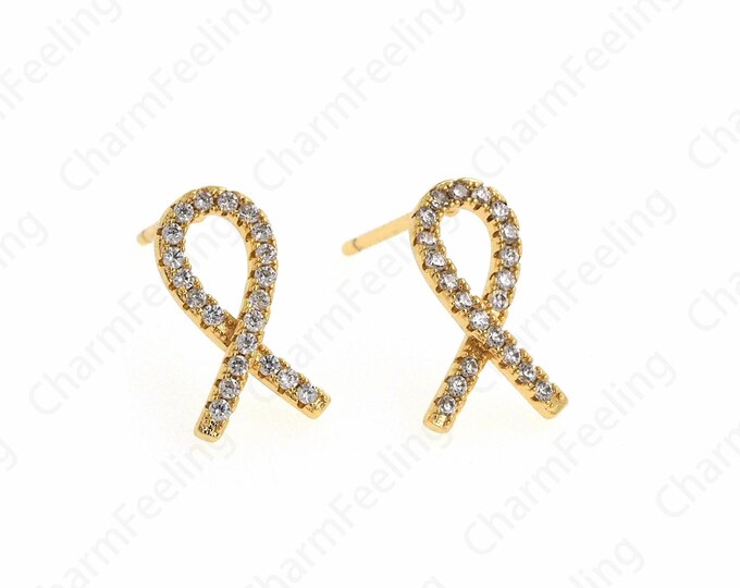 1 Pair 18K Gold Filled Cross Cartilage Earrings, Gold Cartilage Earrings, Pierced Earrings, Cross Line Earrings,14x8x3mm