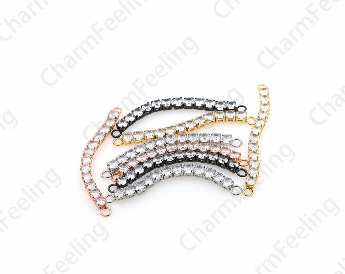 Micropavé CZ Rectangular Tennis Connector, 18K Gold Filled Bracelet,Classic Tennis Bracelet,Ladies Bracelet, Gold Bracelet, 4x55x3.3mm