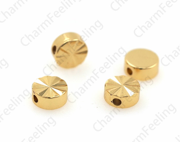 18K Gold Filled Round Spacer Beads, Bracelet Beads, Necklace Beads, Jewelry Beads, DIY Jewelry Making Accessories 6x2.7mm 1pcs