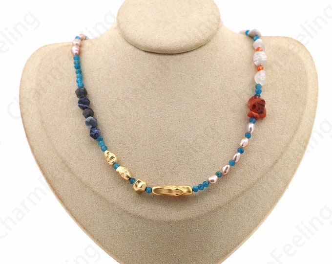 18K Gold Filled Spacer Bead Necklace, Micropavé CZ Pearl Necklace, Freshwater Pearl Necklace, Gift For Her, Everyday Necklace, 43cm