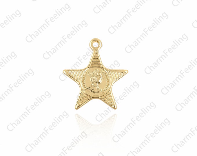 Ancient Greek five-pointed star pendant,Star pendant， star necklace, ancient Greek jewelry, Greek coins 17.5x16x1.2mm 1pcs