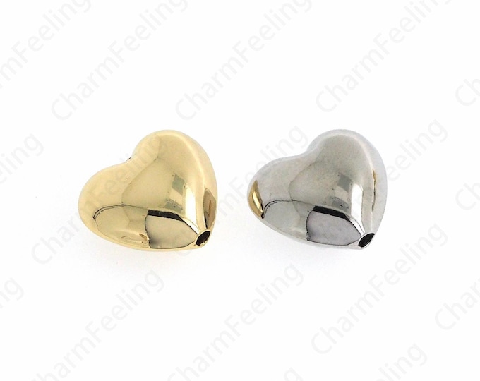 Heart Spacer Beads,Bracelet Necklace Heart Spacer Beads Accessories,18K Gold Filled Heart Charm, DIY Jewelry Making,18.5x20.2x10.8mm