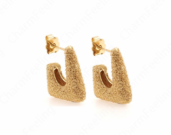 Dainty Gold Earrings,Earring Charm,Square Earrings,Rectangular Earrings,18K Gold Filled Eectangular Earrings, 21.2x19x6mm