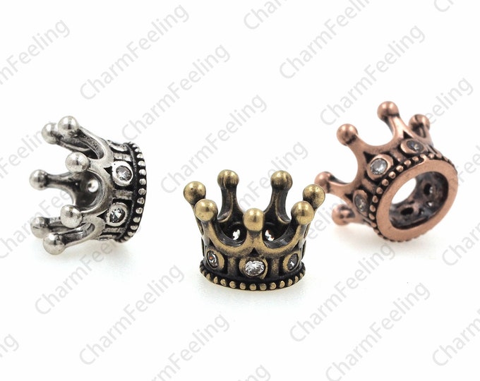antique bronze hollow crown, DIY bracelet necklace jewelry beaded accessories 7.1x11mm  1pcs