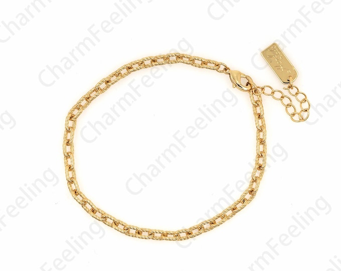 Hemp Rope Bracelet Bar Bracelet Gold Rope Bracelet 18K Gold Filled Twist Bracelet Friendship Bracelet 17CM