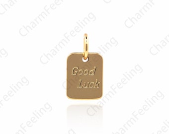 18K Gold Filled Good Luck Pendant, Good Luck Charm, Good Luck Necklace, DIY Jewelry Making Accessories 12x7x1mm 1pcs