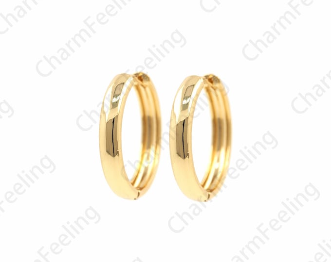 18K Gold Filled Large Round Earrings, Minimalist Hoops, Simple Round Hoops, Super Cute Earring 29x5mm 1pair