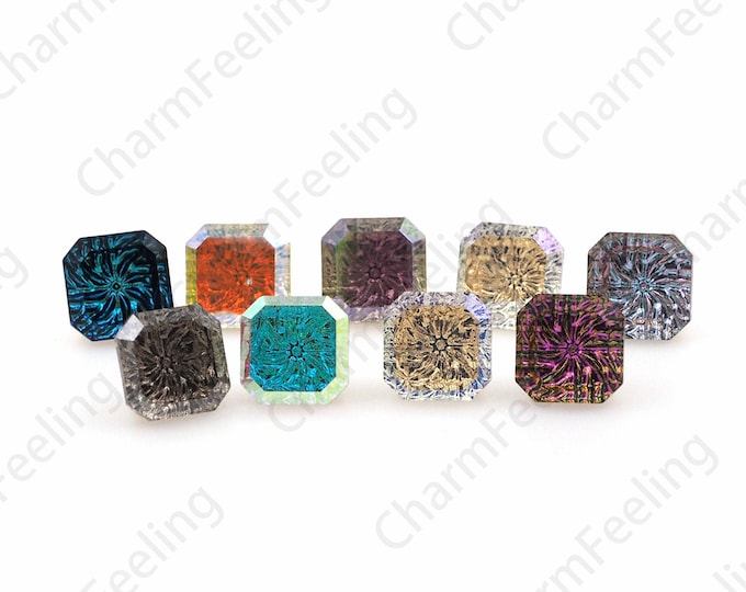 45pcs Embossed Nail Art Square Rhinestones, Square Crystal Glass, Nail Art Crystal Rhinestones, DIY Nail Art Decoration Accessories