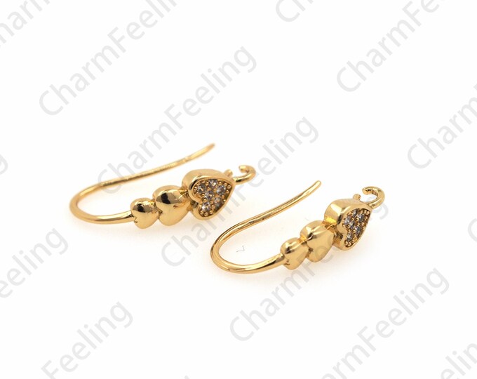 18K Gold Filled Heart Earrings Simple Heart Earrings Micropavé Cubic Zirconia Gold Earrings Suitable for Anniversary Gifts