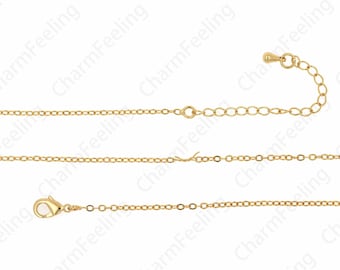 Oval Necklace,18K Gold Filled Simple Necklace, Brass Necklace, Round Necklace, Lobster Clasp Necklace,DIY Jewelry Supplies,2x1.3x0.2mm