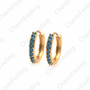 18K Gold Filled Round Earrings, Round Charm, Hollow Earrings, Micro-Pave CZ Gold Earrings,DIY Jewelry Accessories 12.5x14x2.5mm