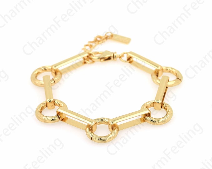 Round Bracelet, Paperclip Bracelet, 18K Gold Filled Ring Bracelet, Gold Bracelet, Dainty Bracelet, DIY Jewelry Supplies, 18cm