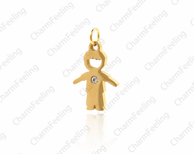 stainless steel boy,baby boy pendant,boy necklace for mom 24.4x13.3x1.8mm  1pcs