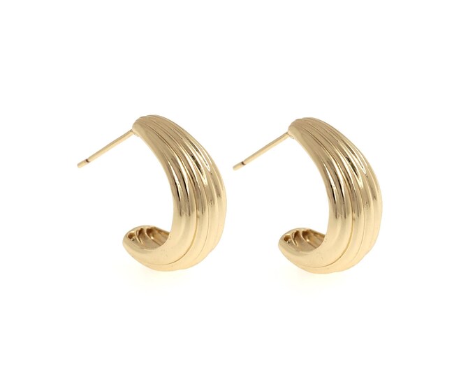Puffed Moon Earrings,18K Gold Filled Stud Earrings,Dainty Earrings,Gift For Her, DIY Jewelry Supplies, 19.5x17x9.5mm