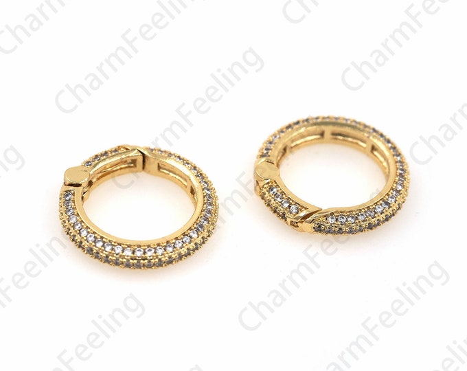 Round Clasp,Micro Pave Snap Clasp,Gold Filled Snap Clasp,CZ Buckle For Chain Purse Key Jewelery 18.6x18.6x3.3mm 1pcs