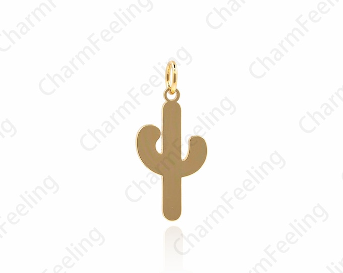 Cactus Pendant, Filled Gold Cactus Necklace, Cactus Charm, Desert Charm, Plant Charm, DIY Jewelry Making Accessories 24x11x1mm 1pcs