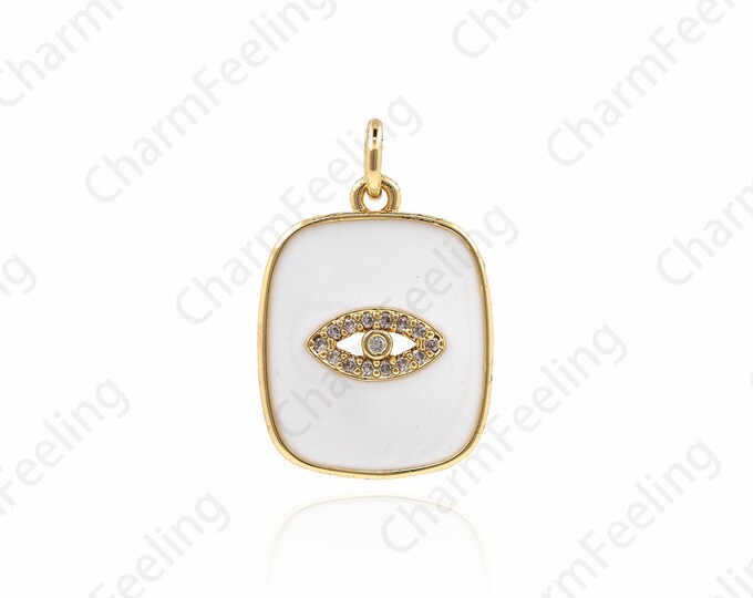 Rectangular Enamel Eye Pendant,Eye Charm, Eye Charm, Rectangular Charm, DIY Jewelry Making Accessories 22.5x14.5x1.8mm 1pcs
