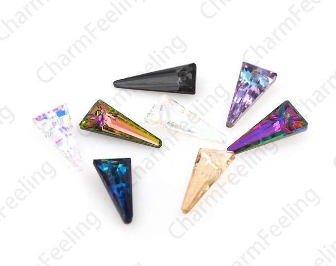 288pcs Crystal Spiked Pendants, Triangle Crystal AB Necklace, Spiked Necklace, Multi-Color Optional, DIY Crystal Accessories