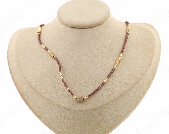 Pearl Necklace, Beaded Necklace, Gift For Her, Pearl Jewelry, Gemstone Necklace, 18K Gold Filled Round Pendant Necklace, 42cm