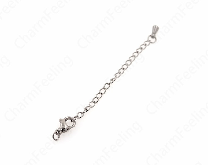 10PCS,Silver Filled Zircon Chain Adjuster, Lobster Claw Clasp Jewelry Extension Chain,DIY Necklace Bracelet Tail Chain Accessories,66mm