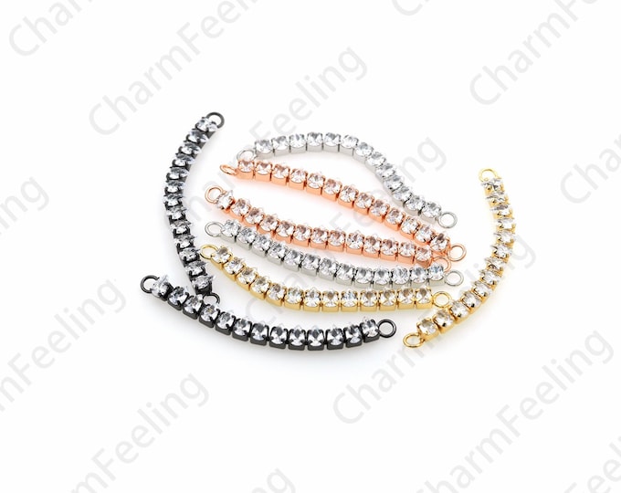 18K Gold Filled Connector, Micropavé CZ Rectangular Tennis Bracelet, Classic Tennis Bracelet, Ladies Bracelet, Gold Bracelet, 5x55x3mm