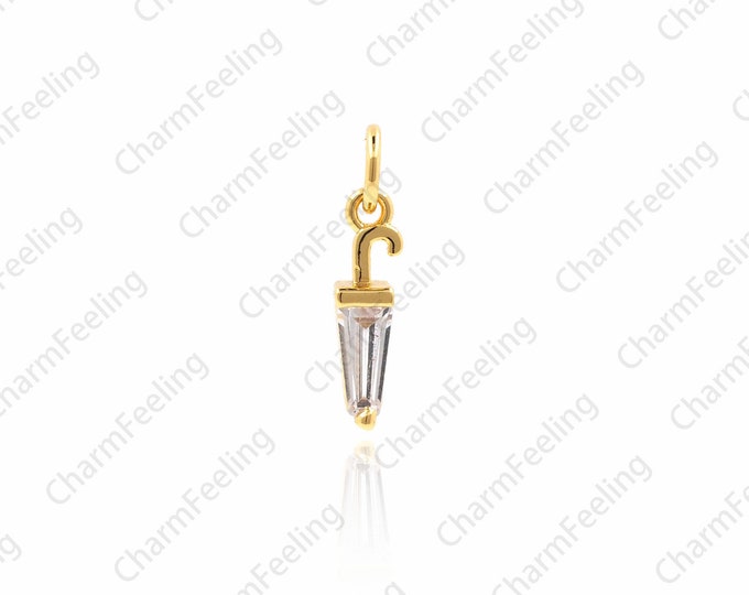 Umbrella Charm ,umbrella necklace ，CZ Micro Pave Umbrella Charm 13x2.6x2.4mm 1pcs