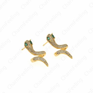 Gold Reptile Earrings,18K Gold Filled Snake Earrings,Animal Earrings,DIY Jewelry Making Accessories 23.2x11.7x7.5mm
