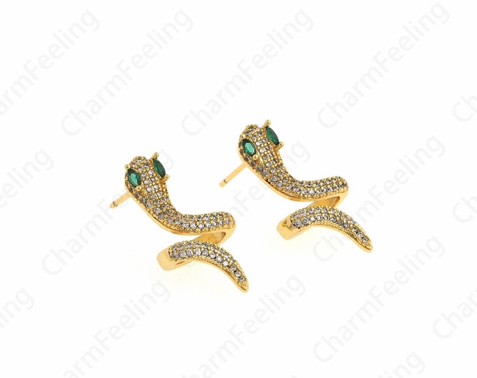 Gold Reptile Earrings,18K Gold Filled Snake Earrings,Animal Earrings,DIY Jewelry Making Accessories 23.2x11.7x7.5mm