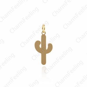Cactus Pendant, Filled Gold Cactus Necklace, Cactus Charm, Desert Charm, Plant Charm, DIY Jewelry Making Accessories 24x11x1mm 1pcs