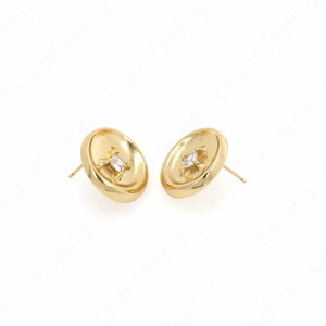 18K Gold Filled Button Stud Oorbellen, ronde oorbellen, munt Stud Oorbellen, dikke gouden oorbellen, cadeau voor haar, 19x3.5mm