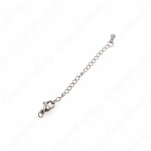 Peut inclure: Un extenseur de chaîne argenté avec un fermoir à ressort et un anneau de jonction. L'extenseur mesure environ 5 cm de long.