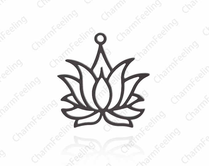 Lotus pendant, yoga lovers, enlightenment, chakras, brass lotus necklace, DIY accessories 38×37x1.2mm  1pcs
